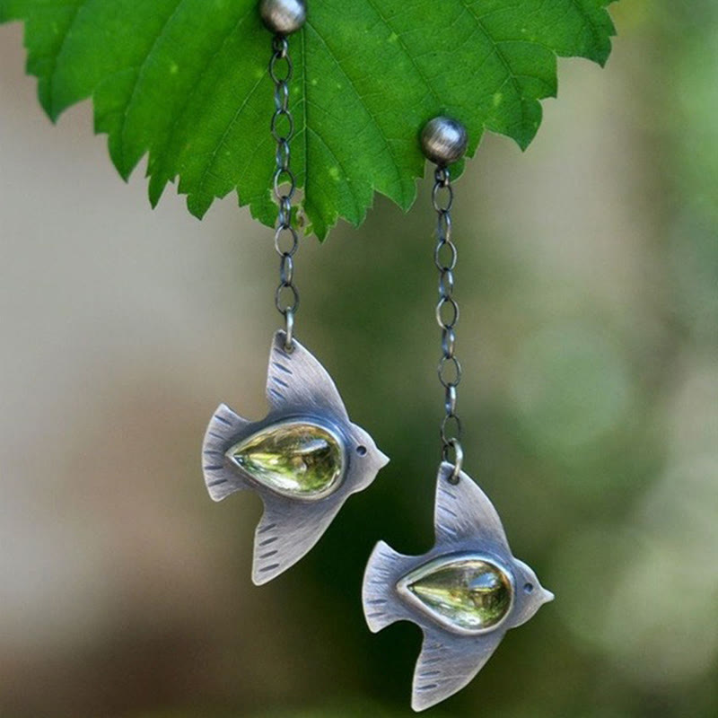 Women's Elegant Crystal Gem Swallow Dangling Earrings