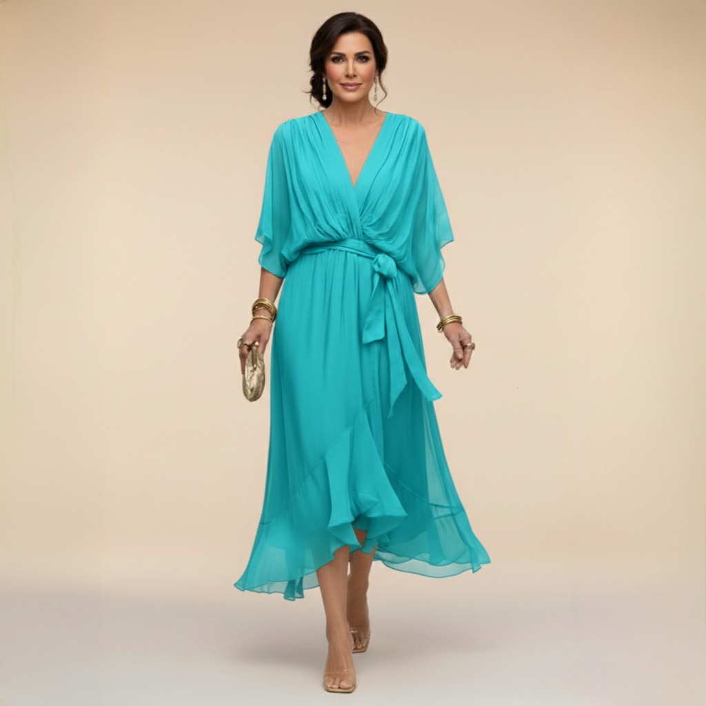 Monica – Chiffon dress with a V-neckline