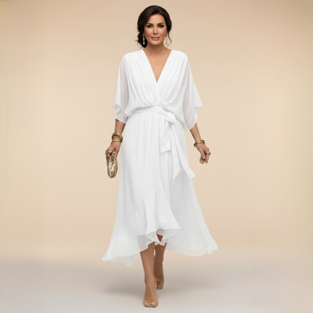 Monica – Chiffon dress with a V-neckline