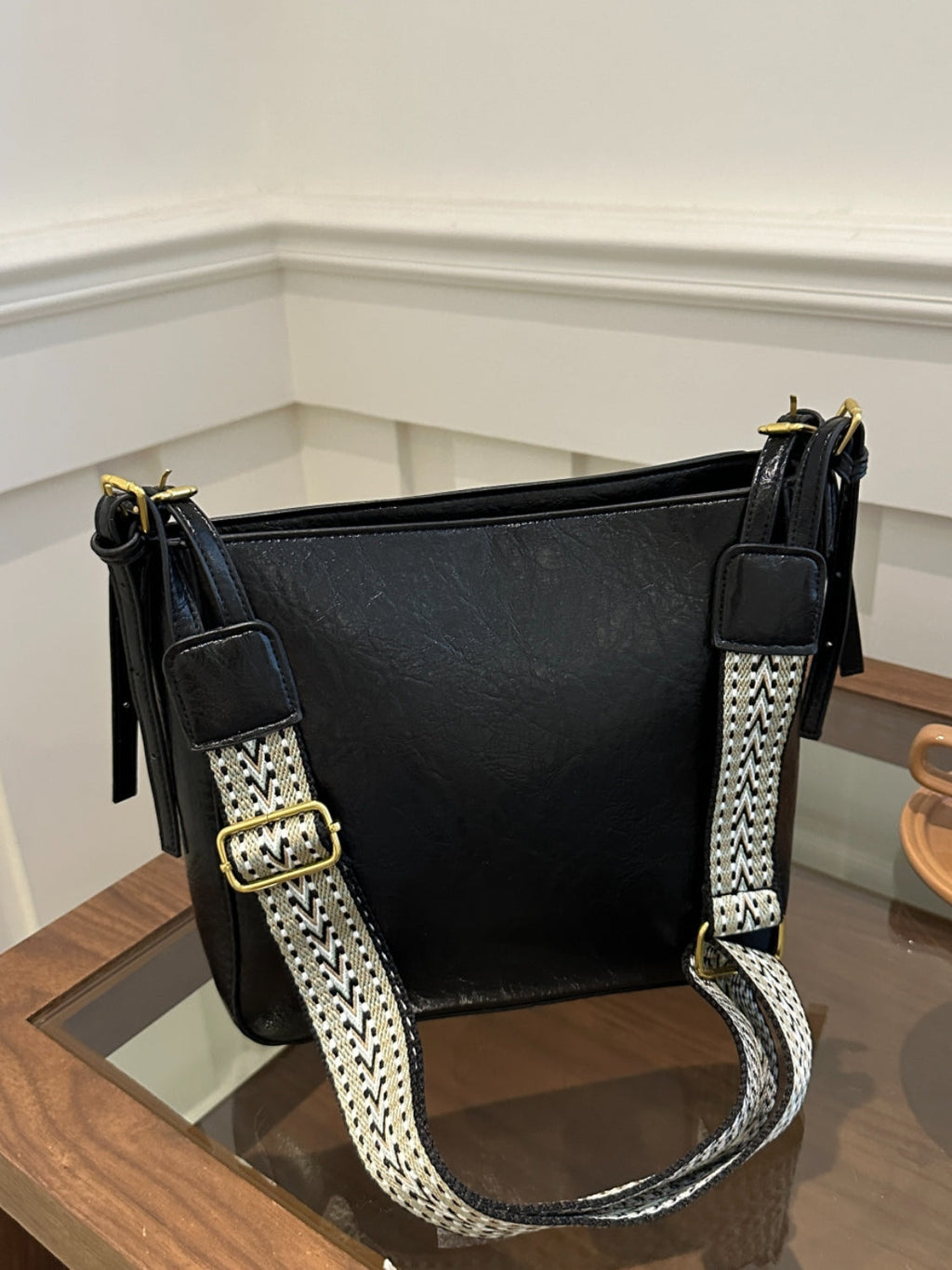 PU Leather Bag - Adjustable Strap Crossbody Bag with Pouch