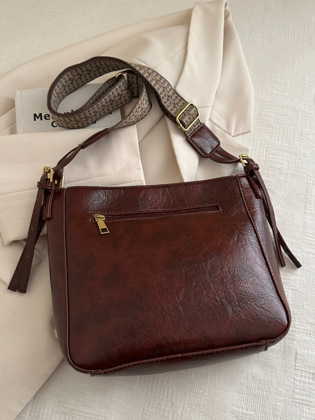 PU Leather Bag - Adjustable Strap Crossbody Bag with Pouch