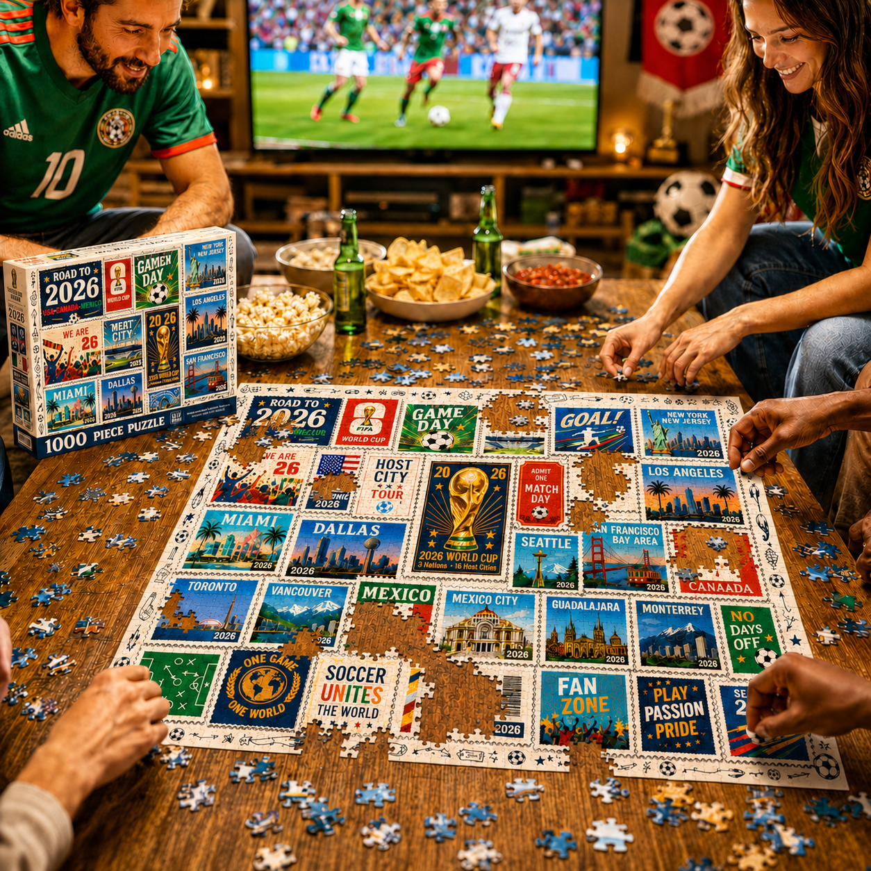 2026 World Cup Soccer Stamp Collection Puzzle - 500/1000 Piece Jigsaw Puzzle