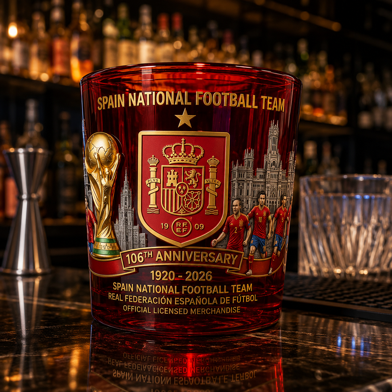 Spain National Football Team 106th Anniversary Whiskey Glass