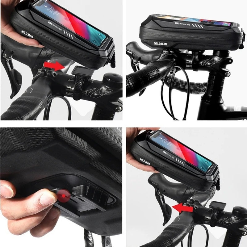 Handlebar Bag Rainproof with Phone Screen – Hard shell PU + EVA