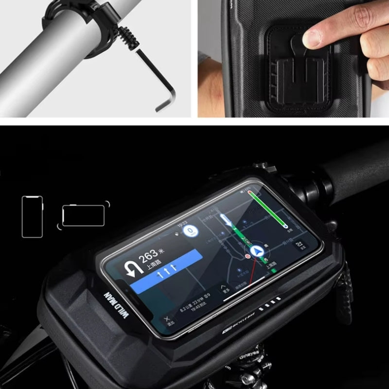 Handlebar Bag Rainproof with Phone Screen – Hard shell PU + EVA