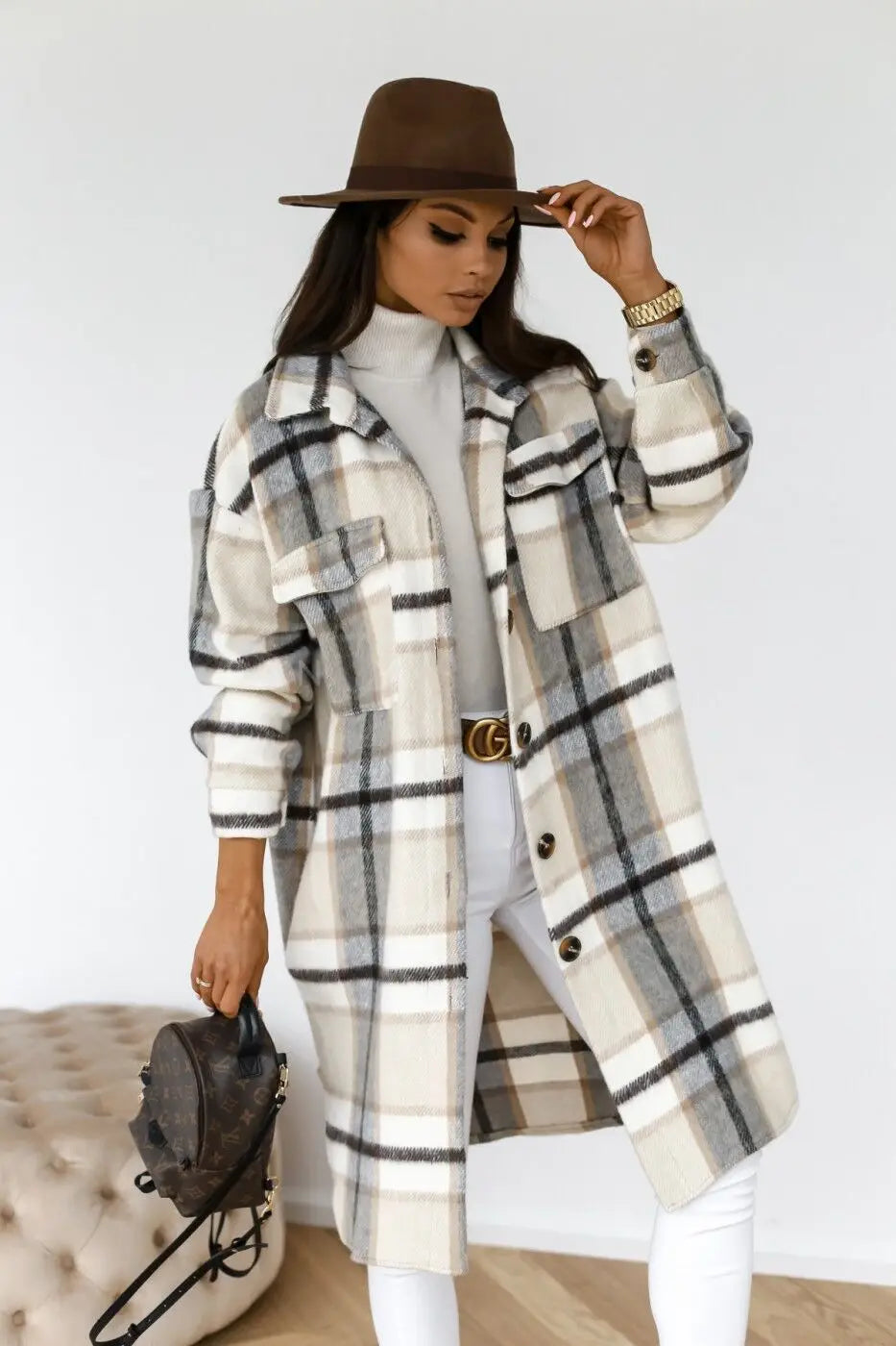 Elmwood Plaid Button Down Coat