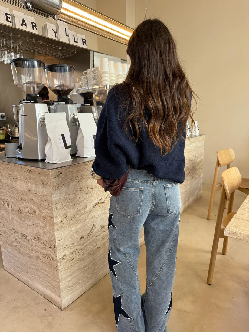 Vintage Star Patch Wide Leg Jeans