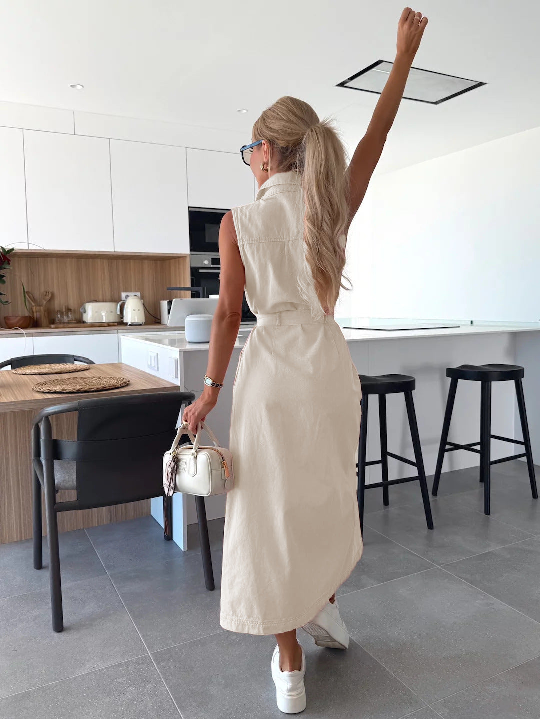 Sleeveless Denim Midi Dress