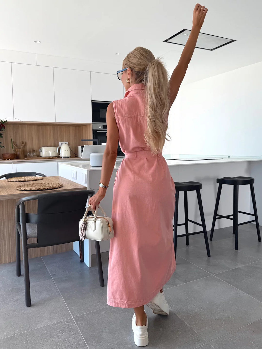 Sleeveless Denim Midi Dress
