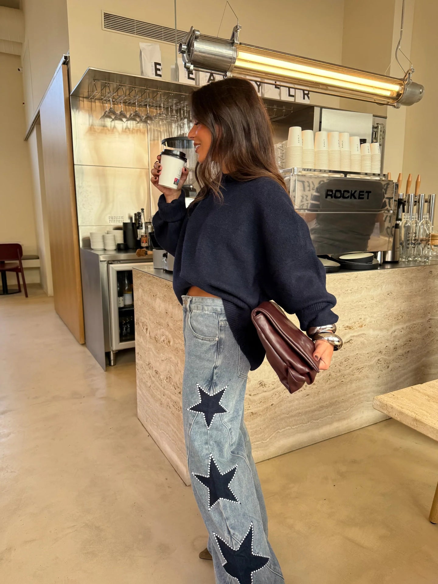 Vintage Star Patch Wide Leg Jeans
