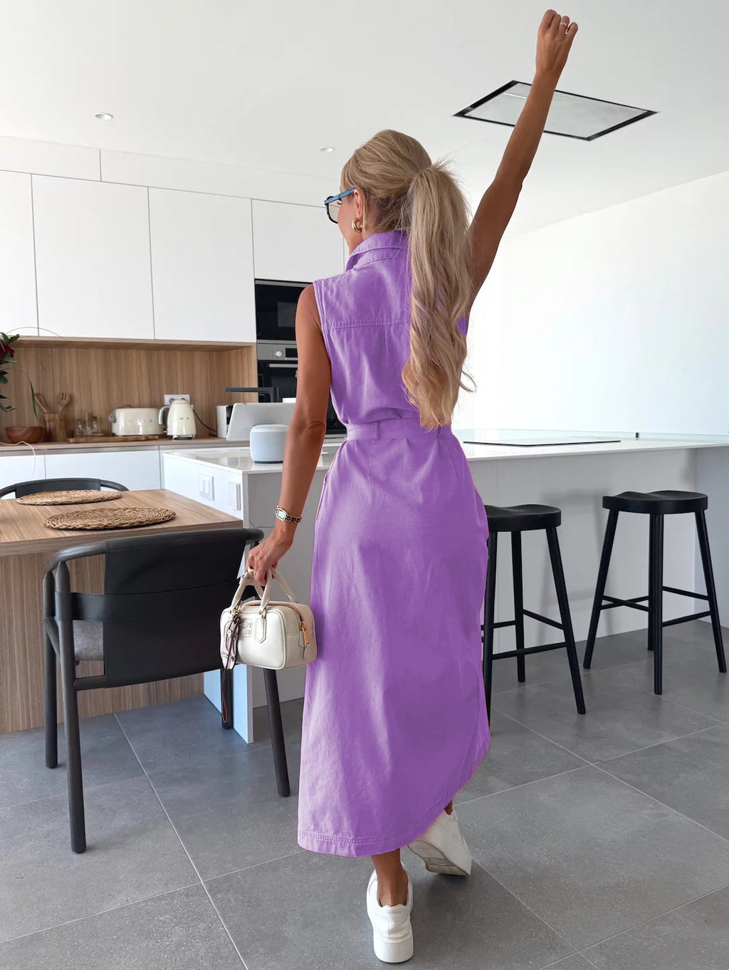 Sleeveless Denim Midi Dress