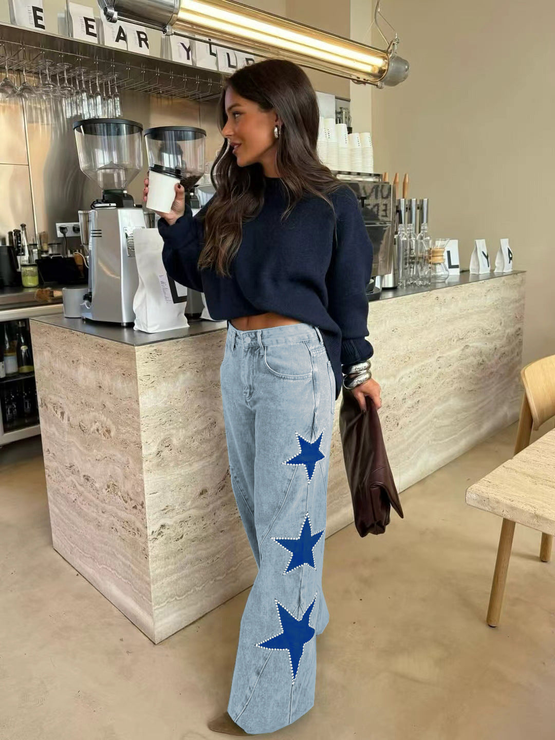 Vintage Star Patch Wide Leg Jeans