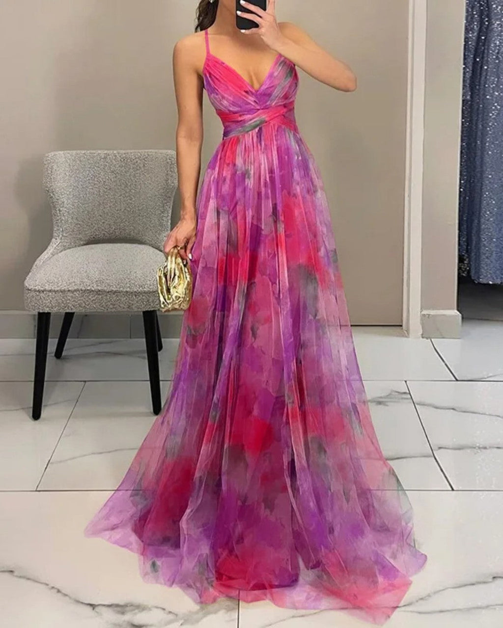 Isabella - Enchanting Floral Print Maxi Dress