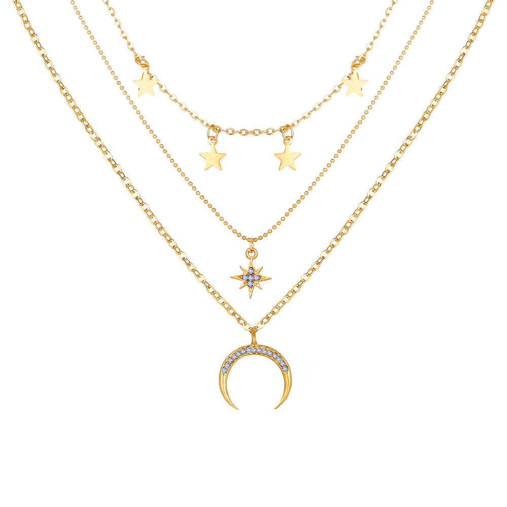 Dashingsoul Fashion Personality Retro Star Moon Necklace