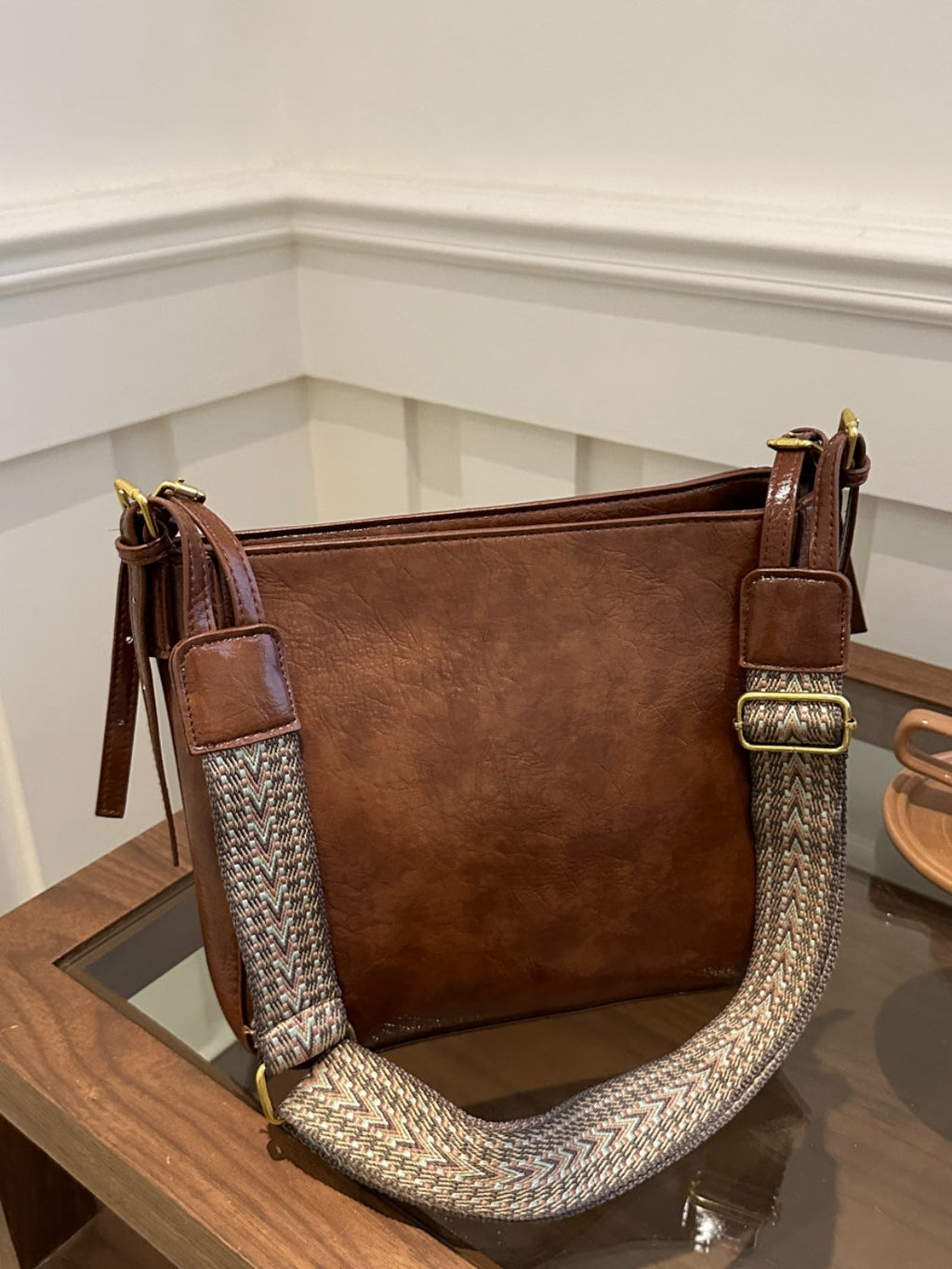 PU Leather Bag - Adjustable Strap Crossbody Bag with Pouch