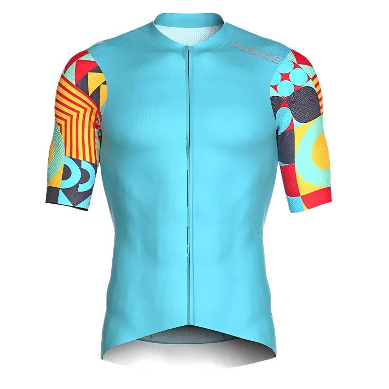 Cycling Jersey – Blue Short Sleeve Quick-Dry with Full Zipper