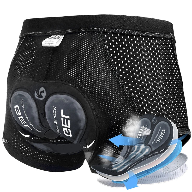 Cycling Padded Underwear Shorts – GEL Cushion, Breathable Mesh