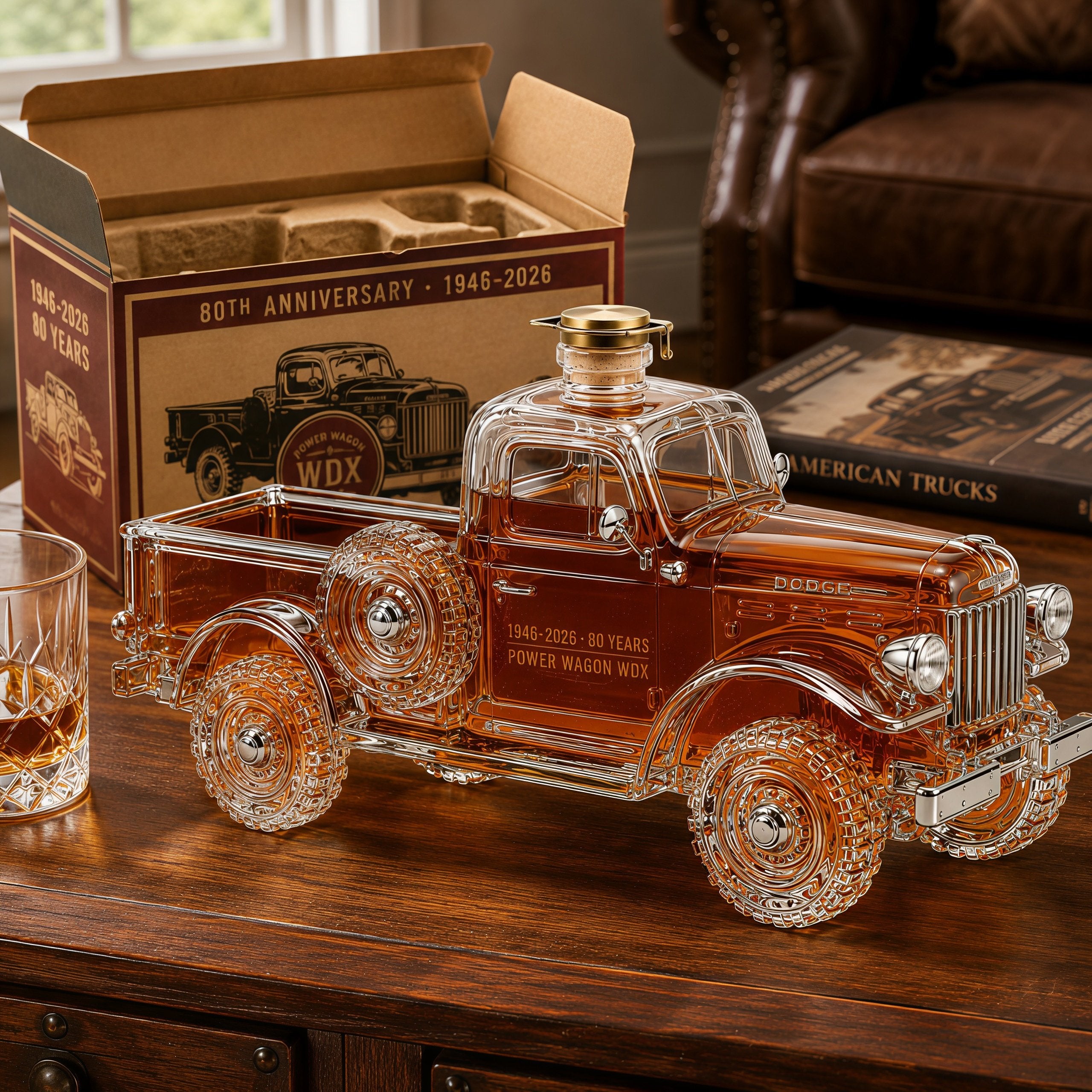 Dodge Power Wagon 80th Anniversary Whiskey Bottle