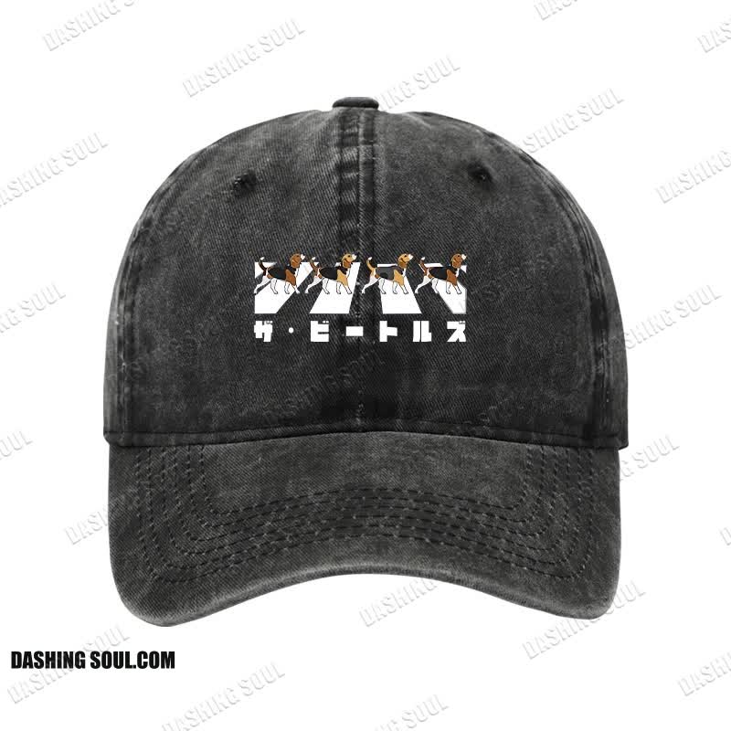 Unisex 100% Cotton Walking Beagles Vintage Print Cap