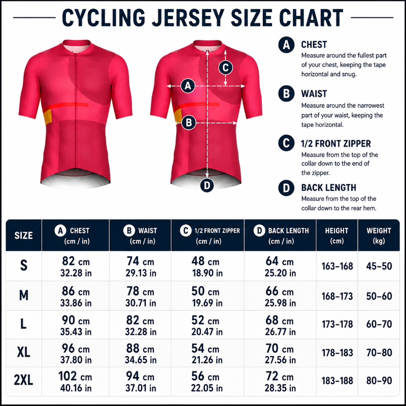 Cycling Jersey – Red Short Sleeve Quick-Dry with Full Zipper