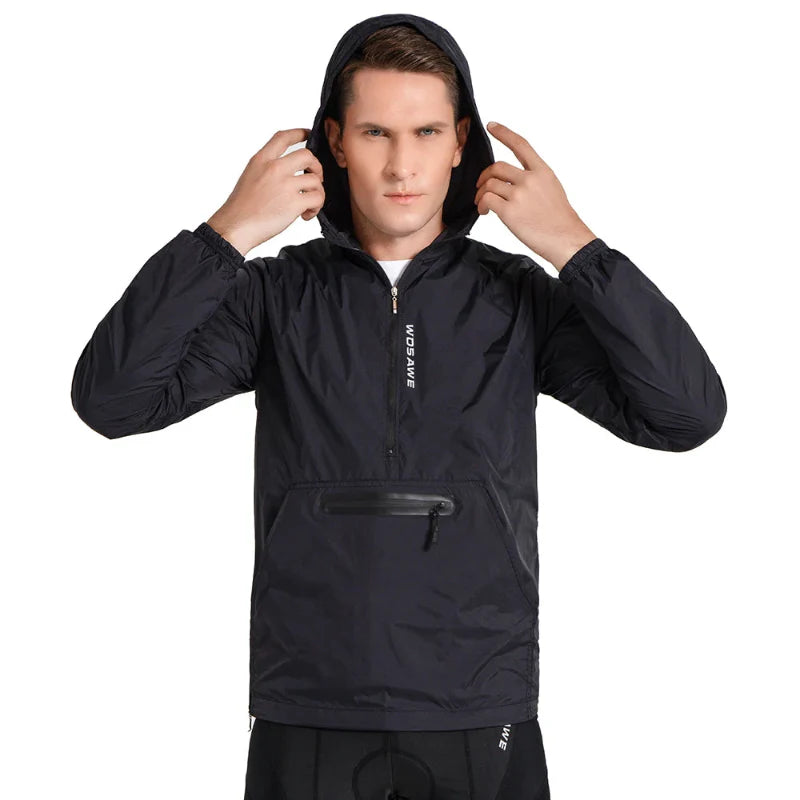 Water Resistant Cycling Jacket Hooded Windproof